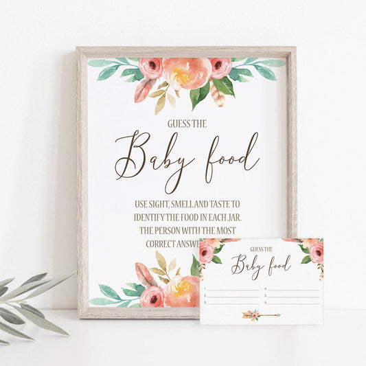 Floral Baby Shower Guess the Baby Food Game Printable by LittleSizzle
