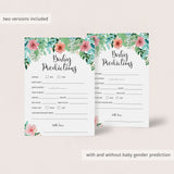 Baby shower predictions game printable by LiItleSizzle