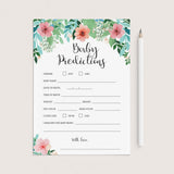 Printable baby shower game baby prediction for girl baby shower by LittleSizzle