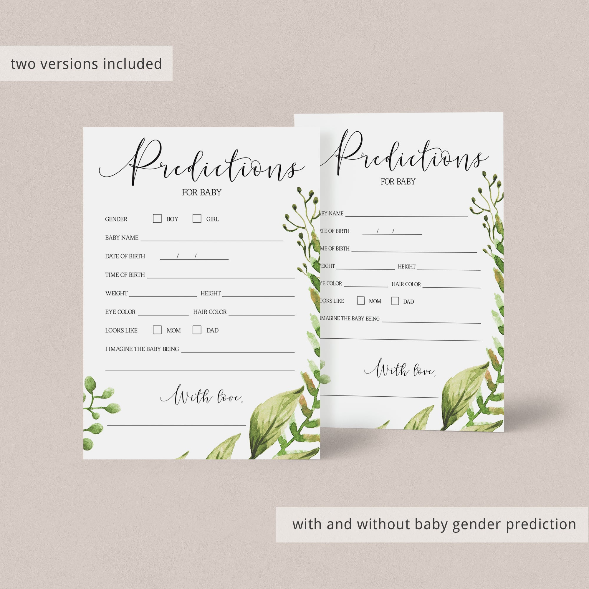 Predictions for baby shower game cards printable by LittleSizzle