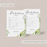 Predictions for baby shower game cards printable by LittleSizzle