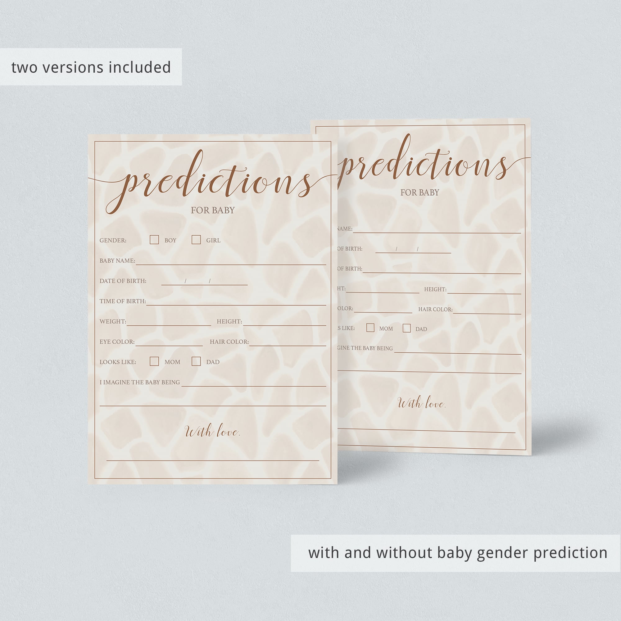 Download baby shower prediction games safari theme by LittleSizzle