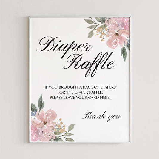 Blush pink baby shower diaper raffle sign printable by LittleSizzle