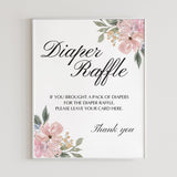 Blush pink baby shower diaper raffle sign printable by LittleSizzle