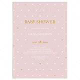 Baby Girl Shower Invite Template with Gold Hearts by LittleSizzle