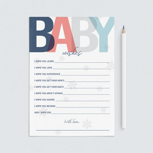 Printable winter wishes for the new baby card by LittleSizzle
