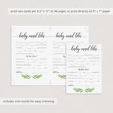 DIY madlids baby shower game with green leaves by LittleSizzle