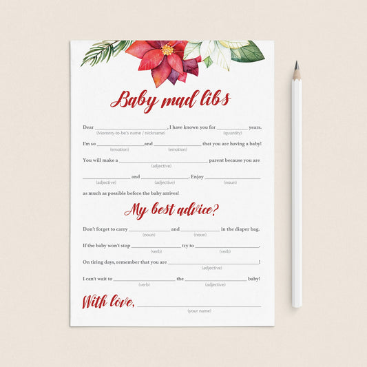 Holiday Baby Shower Fill In The Blanks Advice Cards by LittleSizzle