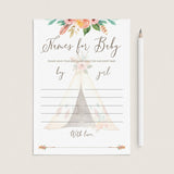 Gender Reveal Party Game Names for Baby Printable by LittleSizzle