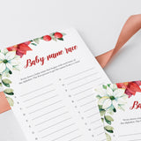 Winter Floral Baby Shower Baby Names Game