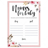 Pink baby shower name game printable download by LittleSizzle