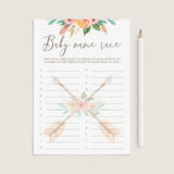 Baby Alphabet Game Printable Pink Watercolor Flowers by LittleSizzle