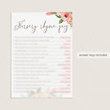 Tribal Baby Shower Games Package with Watercolor Flowers