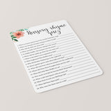 Printable Games for Floral Baby Shower