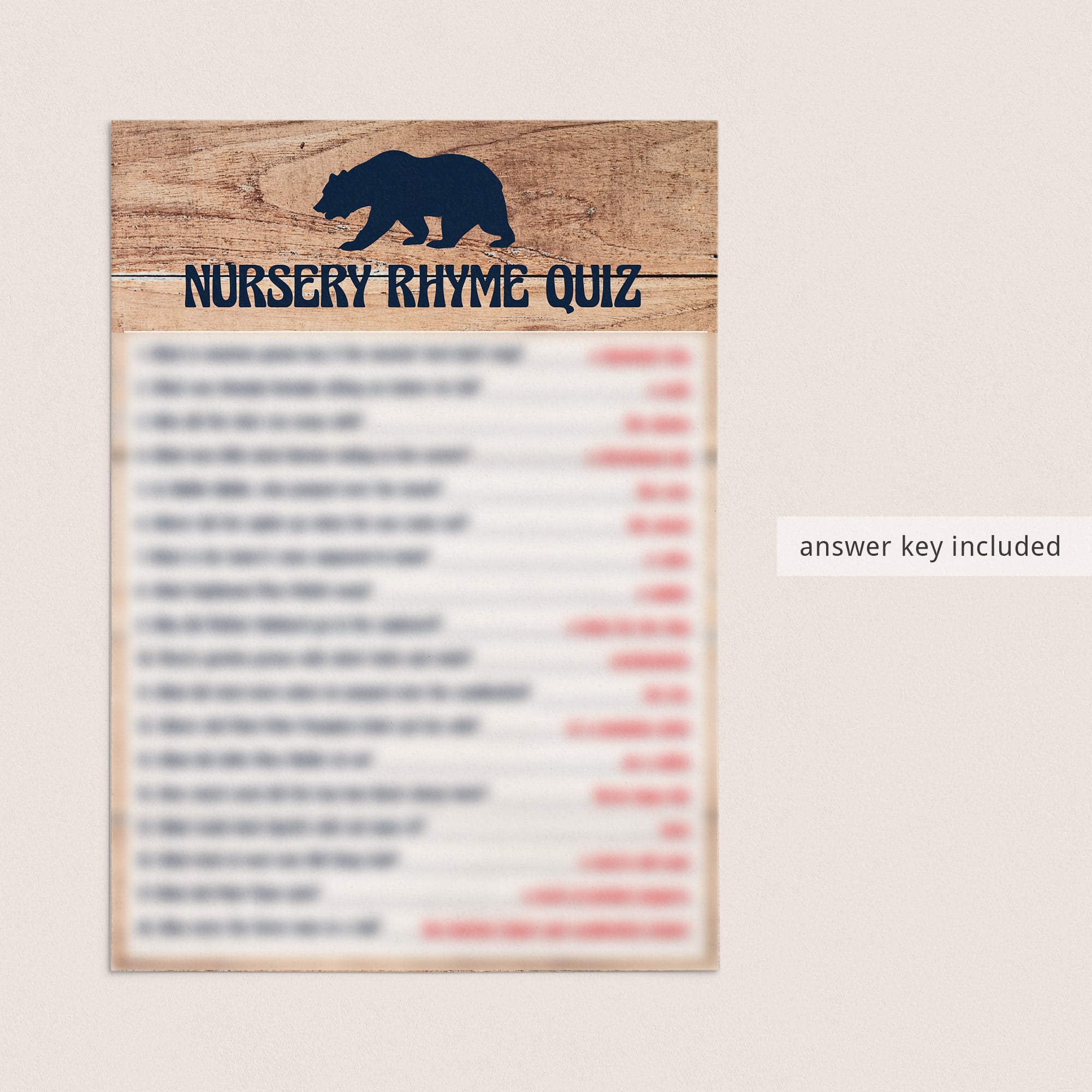 Wood baby bear shower game printable by LittleSizzle