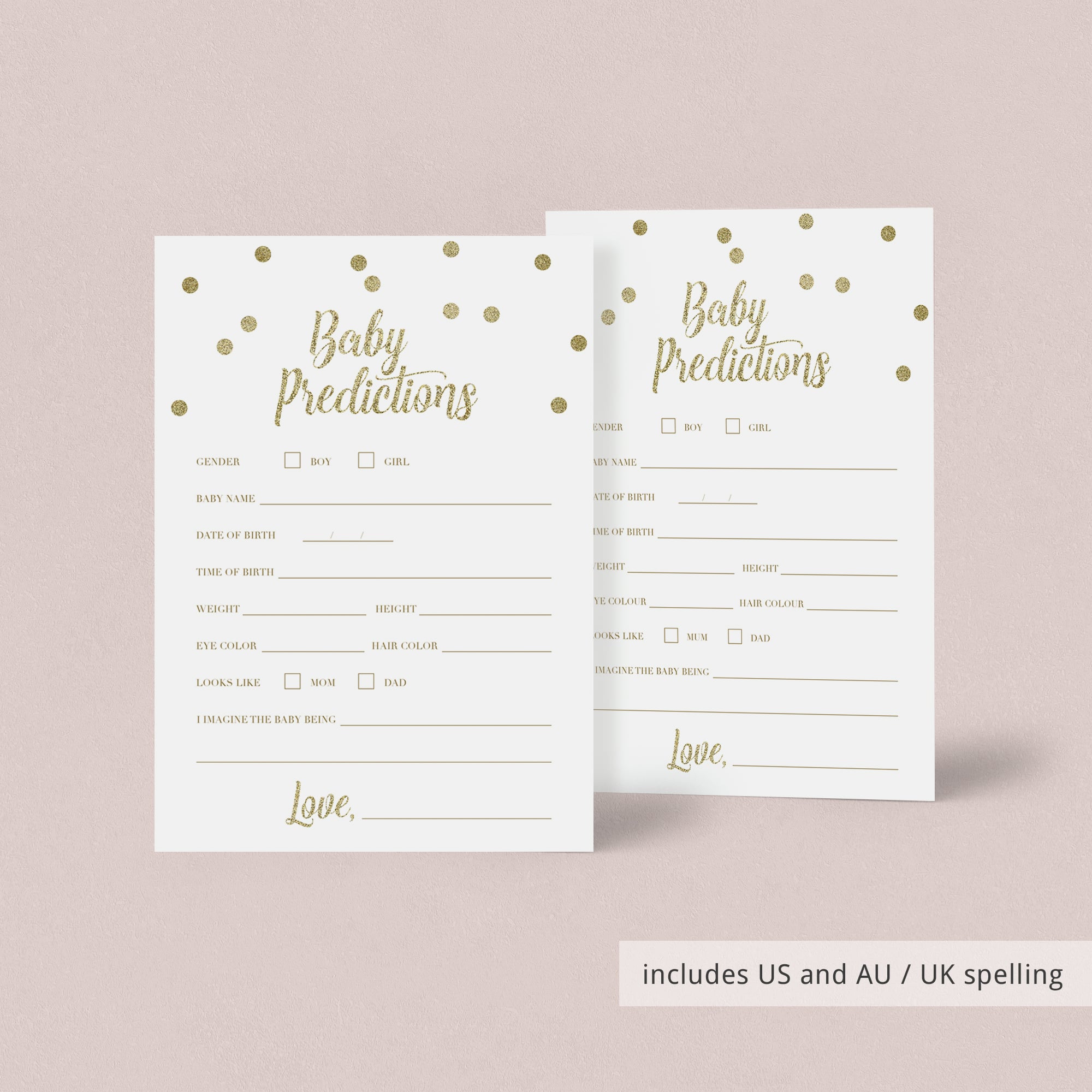 Baby prediction cards with australian spelling by LittleSizzle