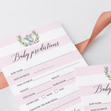 Printable Elephant Girl Baby Shower Prediction Card