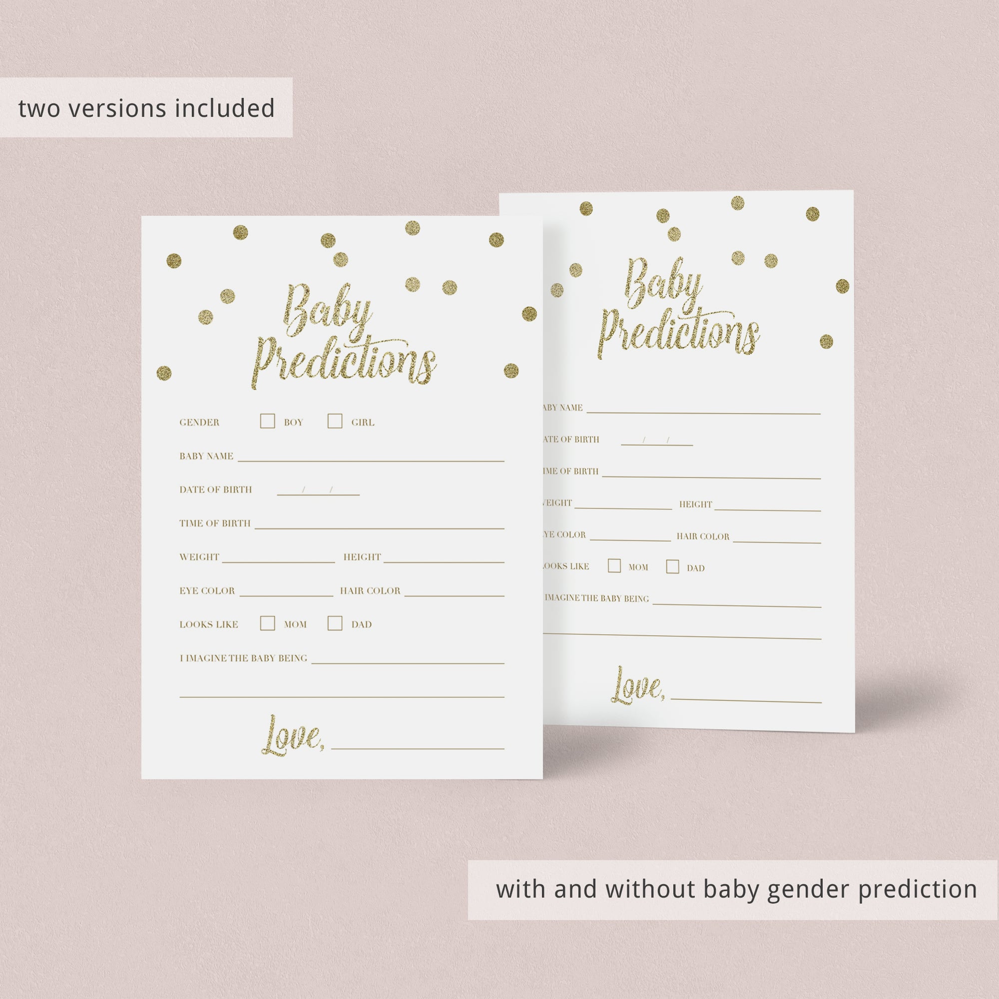 Baby gender predictions game for baby shower party by LittleSizzle