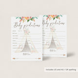 Baby Predictions Game for Tribal Theme Baby Shower
