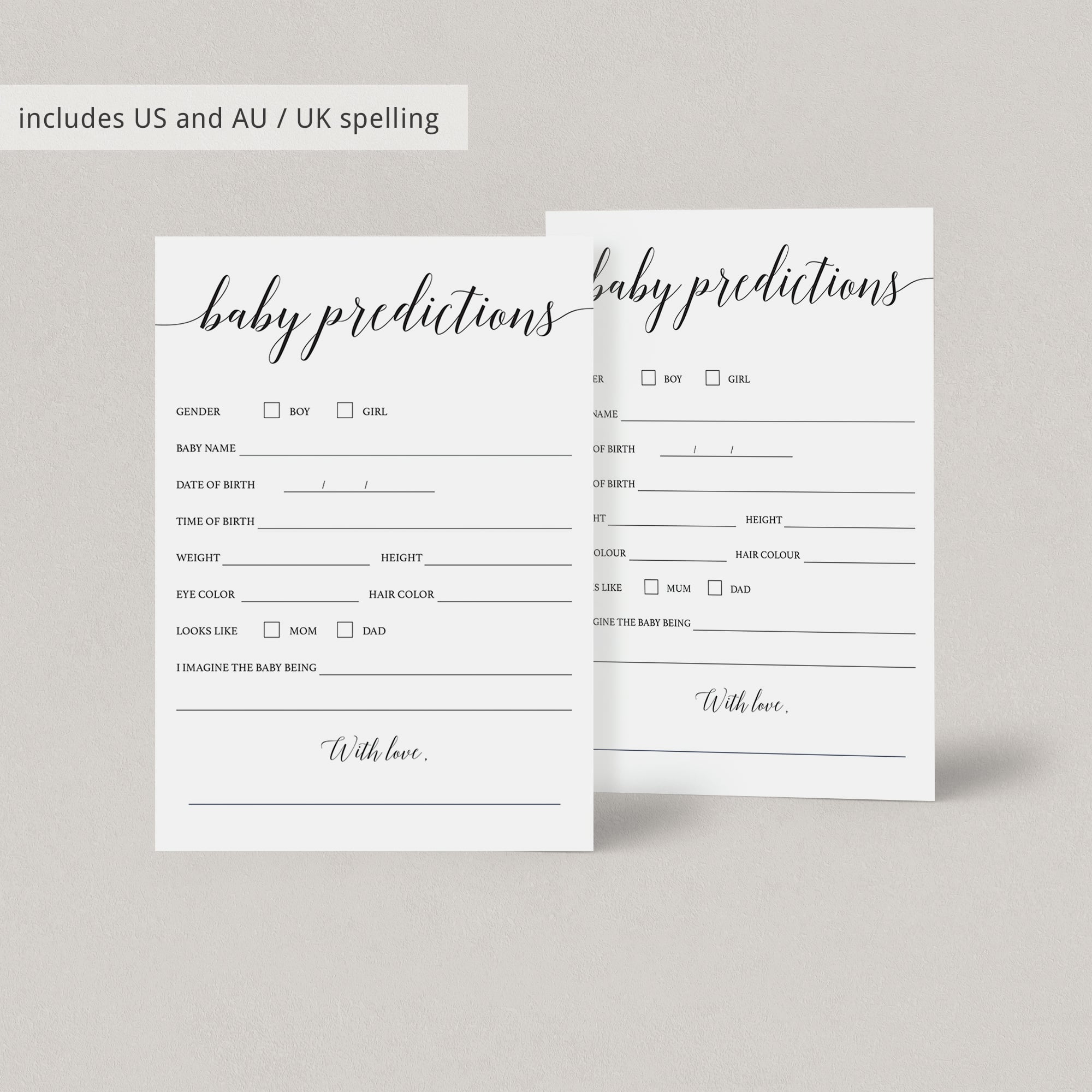 Predictions for baby game printable by LittleSizzle