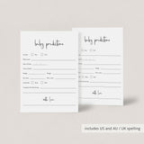 Minimalist Baby Predictions Card Printable