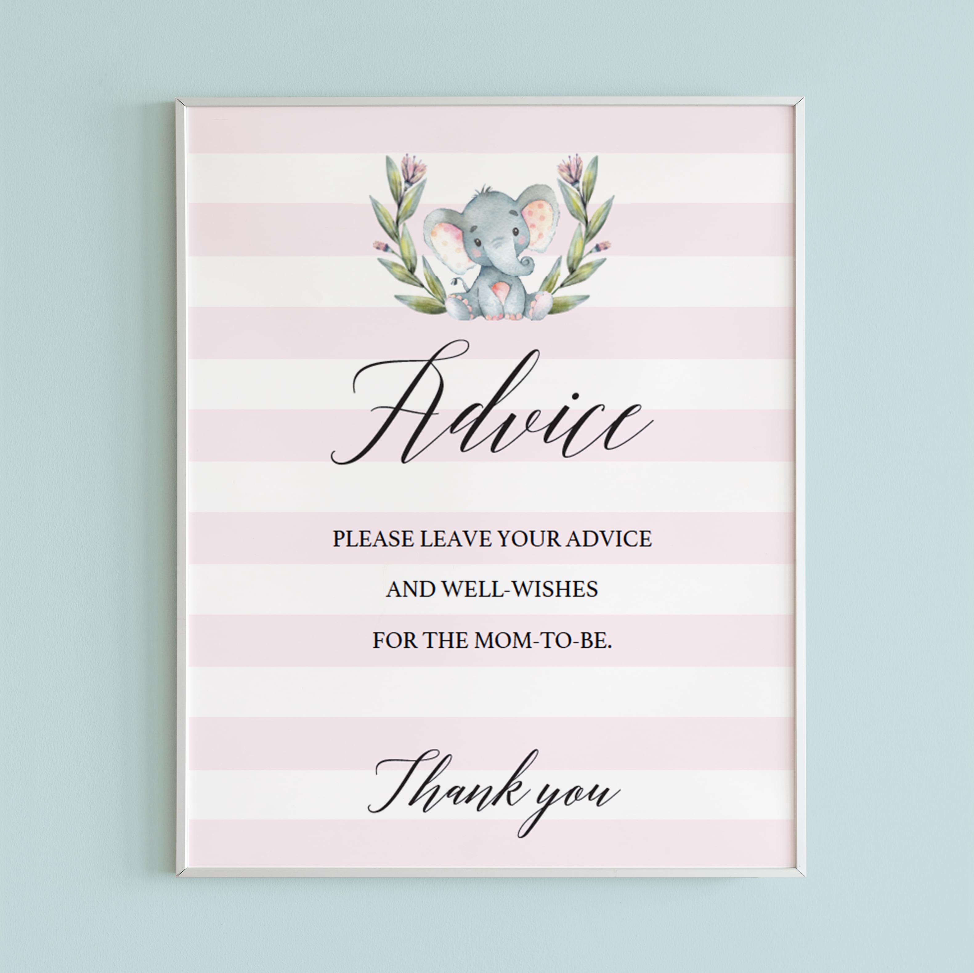 Pink and white baby shower advice sign printable by LittleSizzle