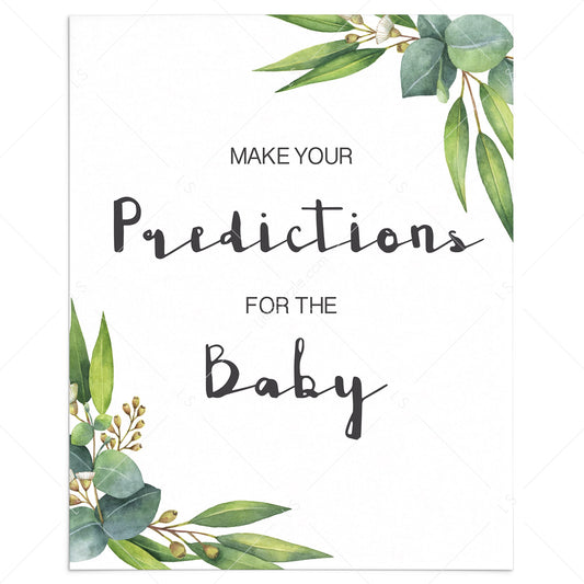 Make your predictions for the baby baby shower sign printable by LittleSizzle