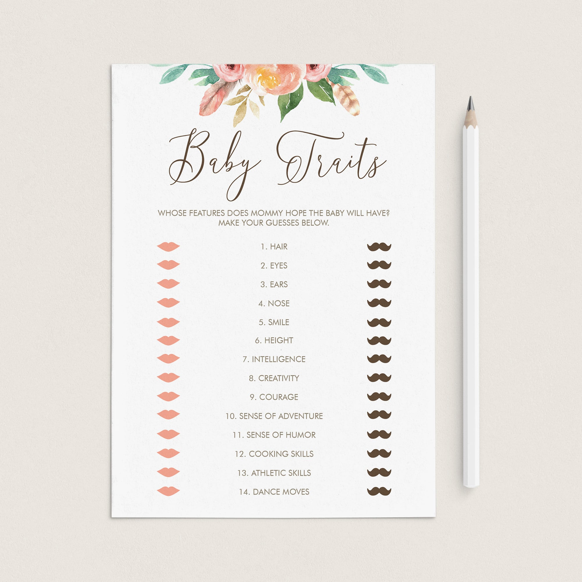 Floral baby shower games baby traits by LittleSizzle