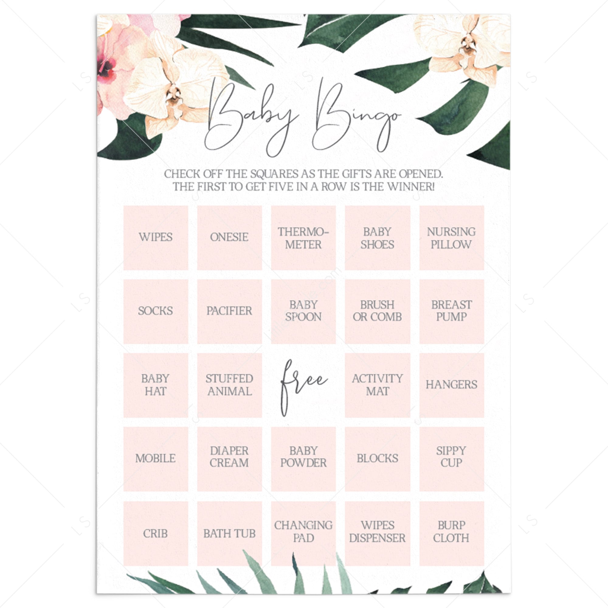 Floral Baby Bingo Cards Printable by LittleSizzle