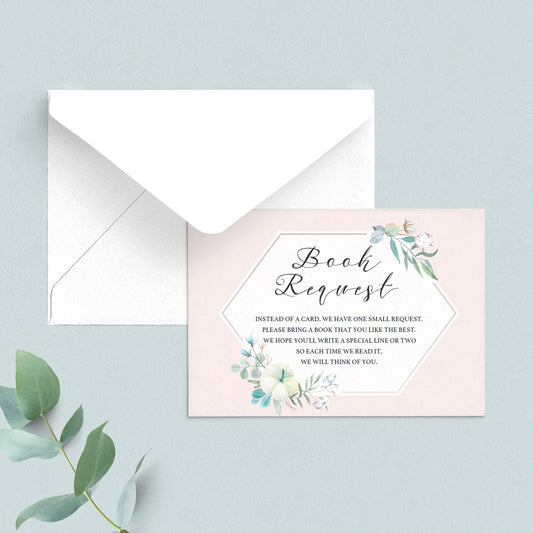 Blush baby shower book request card by LittleSizzle
