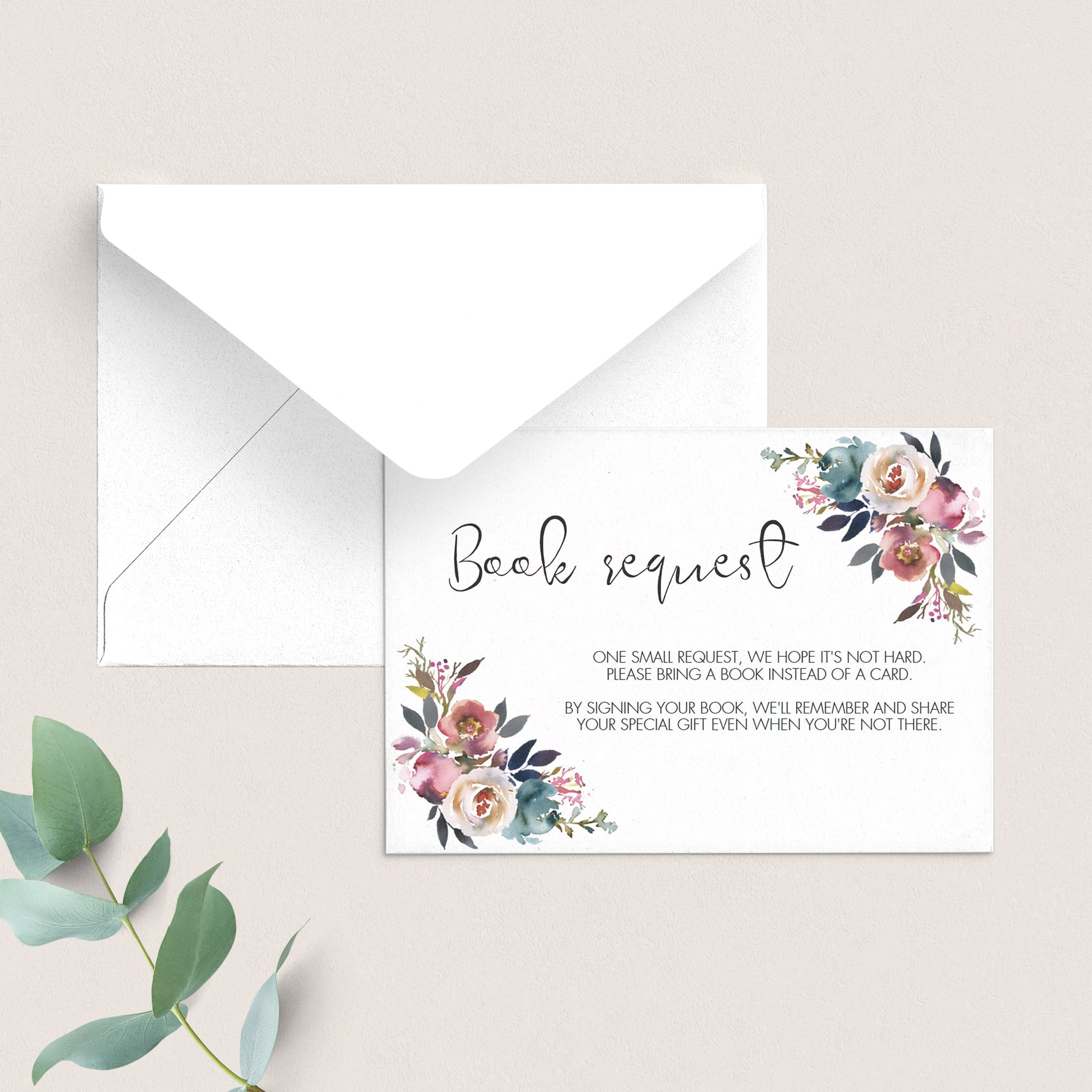 Boho flowers book request card for baby shower by LittleSizzle