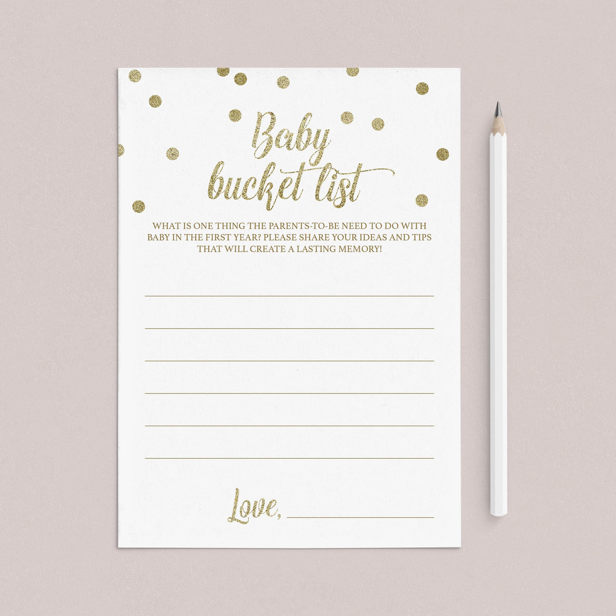First Year Baby Shower Game Printable Bucket List by LittleSizzle