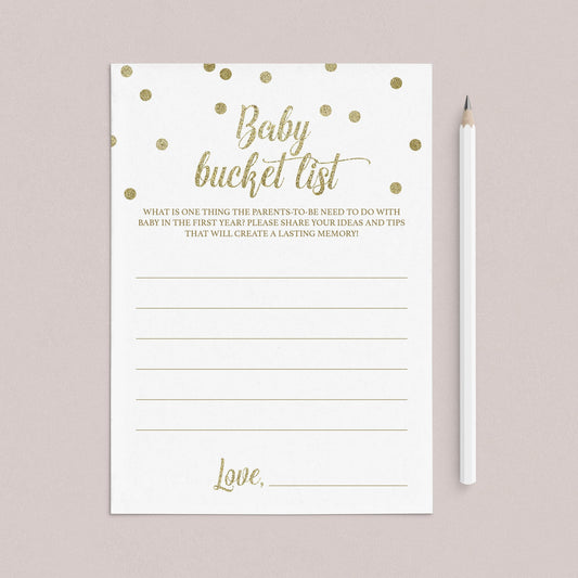 First Year Baby Shower Game Printable Bucket List by LittleSizzle