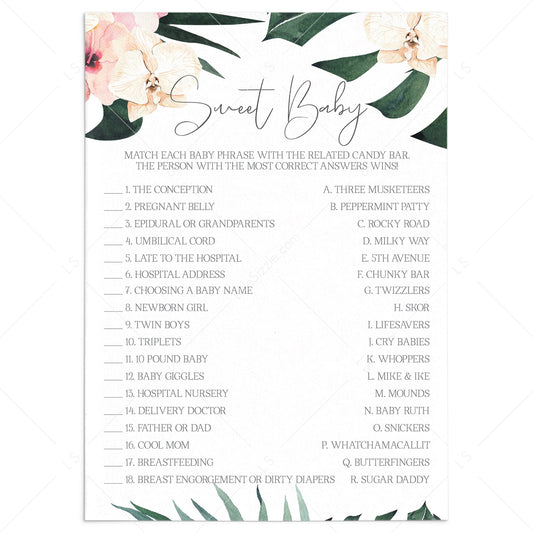Sweet Baby Shower Game Candy Match Printable by LittleSizzle