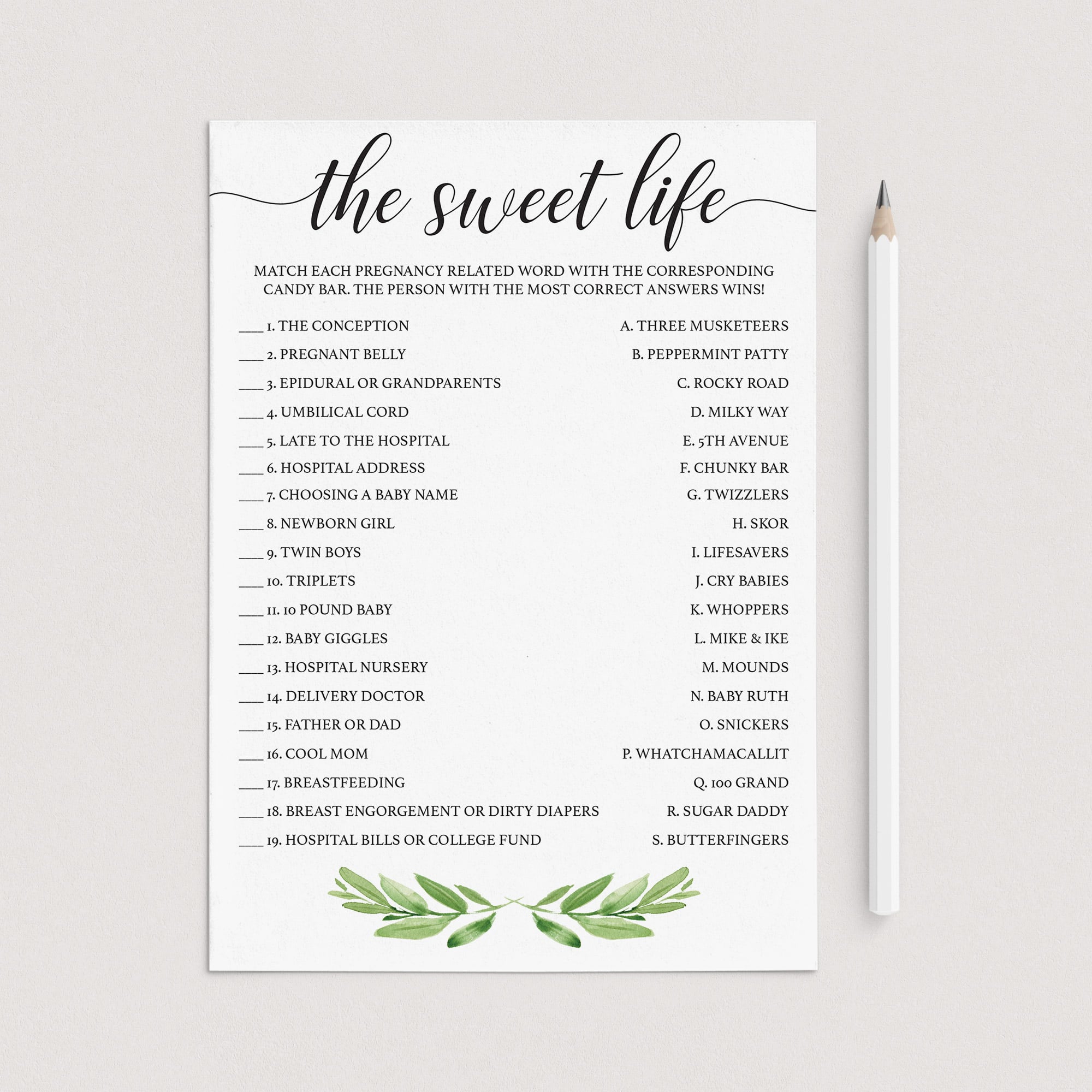 The sweet life candy bar baby shower game download by LittleSizzle