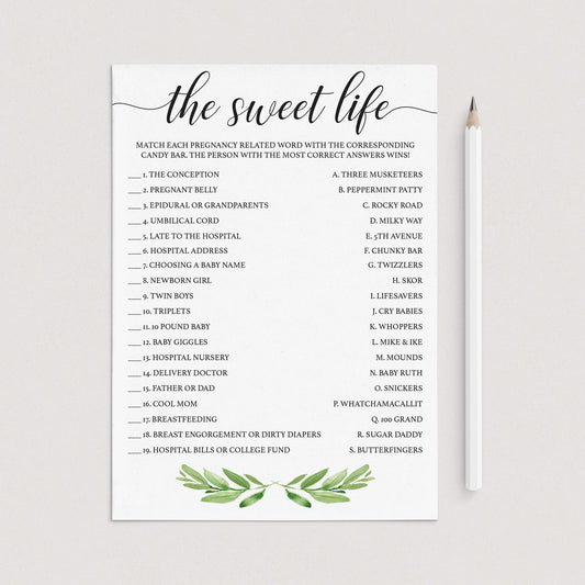 The sweet life candy bar baby shower game download by LittleSizzle