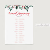 Winter Greens Baby Shower Game Animal Pregnancy