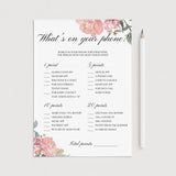 Whimsical floral baby shower games whats on your phone by LittleSizzle
