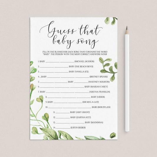 Printable guess the baby song game for baby party by LittleSizzle
