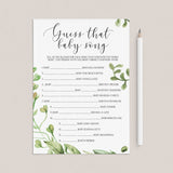Printable guess the baby song game for baby party by LittleSizzle