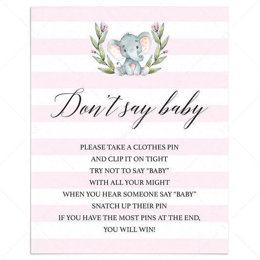 Dont say baby baby shower game instructions sign printable by LittleSizzle