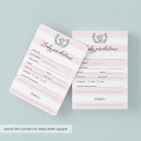 Printable Elephant Girl Baby Shower Prediction Card