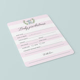 Printable Elephant Girl Baby Shower Prediction Card