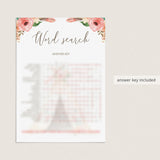 Tribal Baby Shower Games Baby Word Search Printable