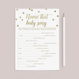 Name that song baby shower game gold confetti by LittleSizzle