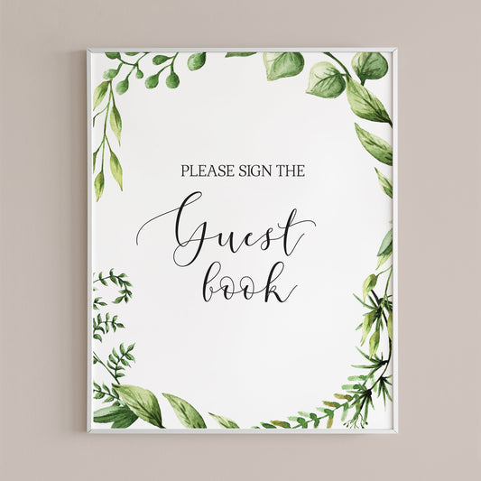 Green leaves sign the guestbook sign by LittleSizzle