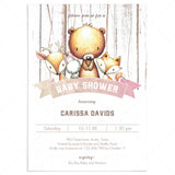 Forest Animals Baby Shower Invitation DIY Woodland by LittleSizzle