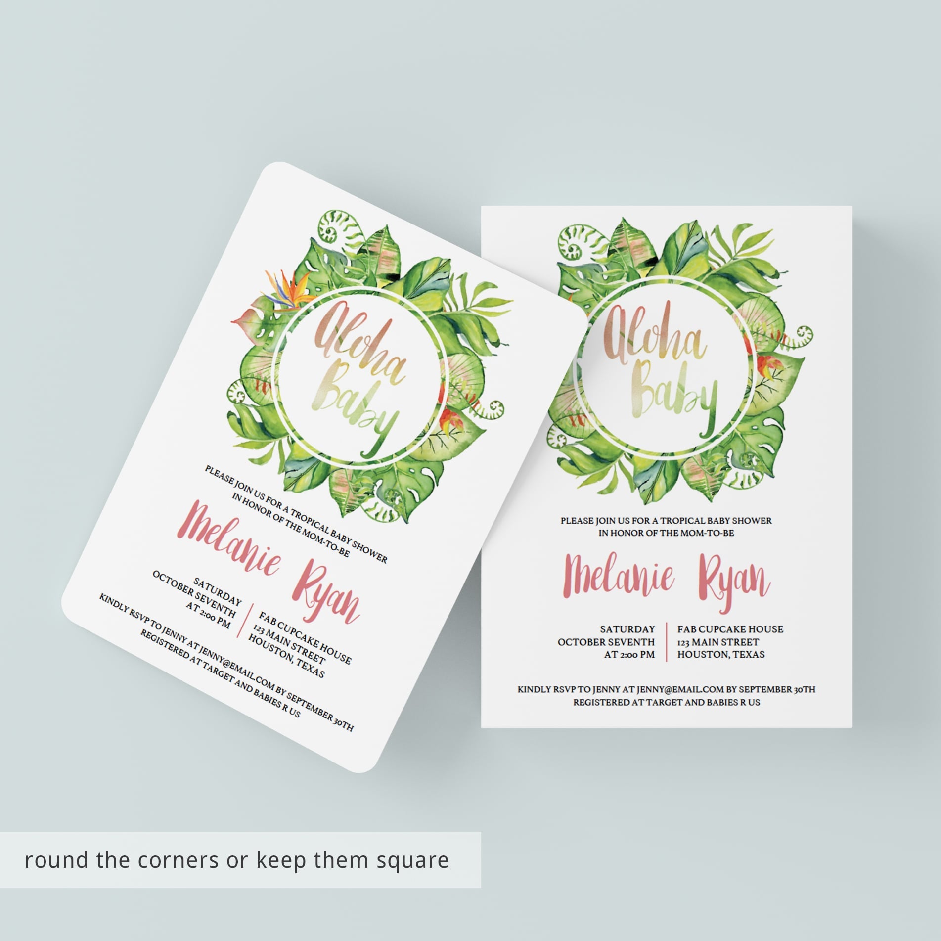 Aloha Tropical Baby Shower Templates by LittleSizzle