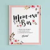 Mom-osa bar sign printable for floral baby shower by LittleSizzle