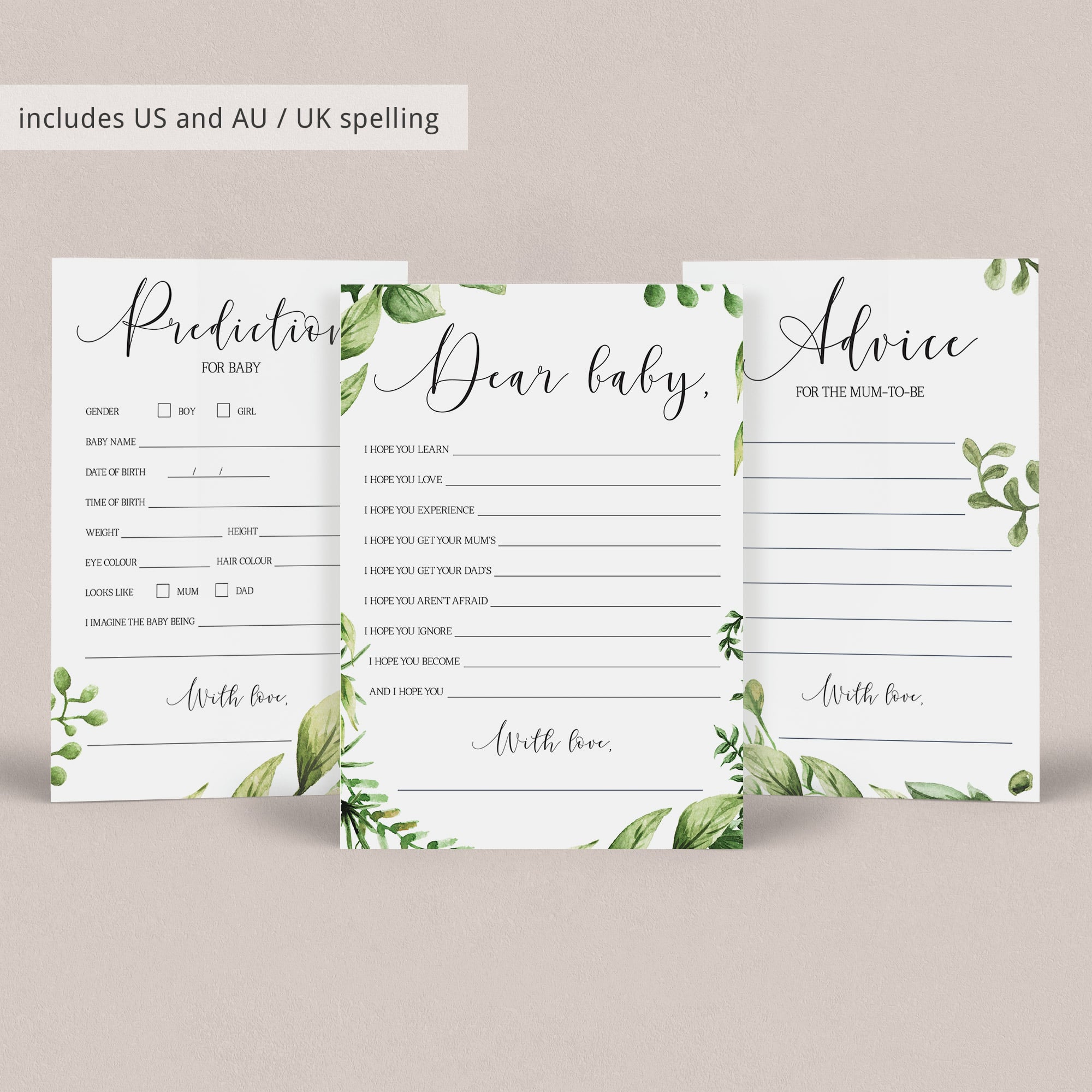 Botanical baby shower dear baby cards garden themed by LittleSizzle